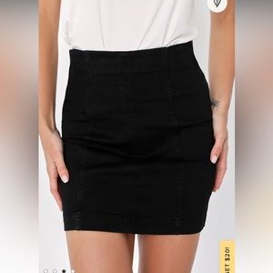 Free People Modern Femme black denim mini skirt